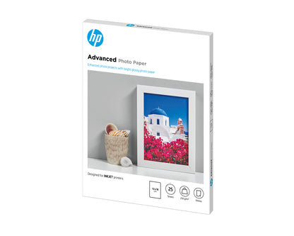 HP Advanced Photo Paper, Glossy, 250 g/m2, 13 x 18 cm (127 x 178 mm), 25 sheets
