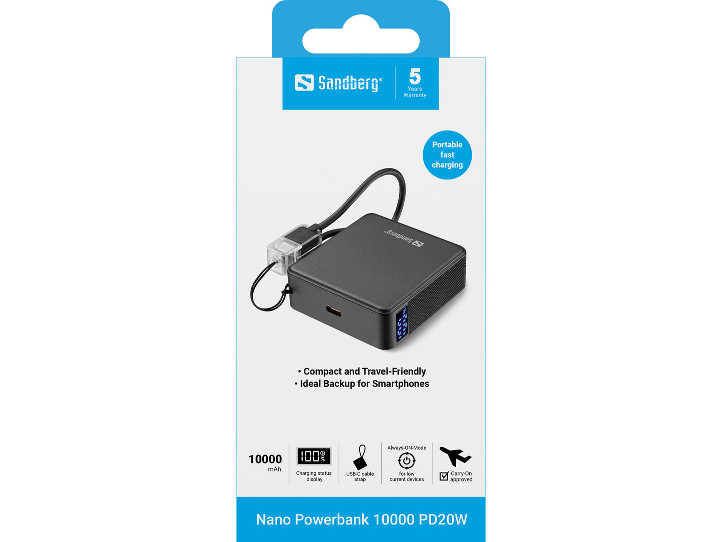 Sandberg Nano Powerbank 10000 PD20W