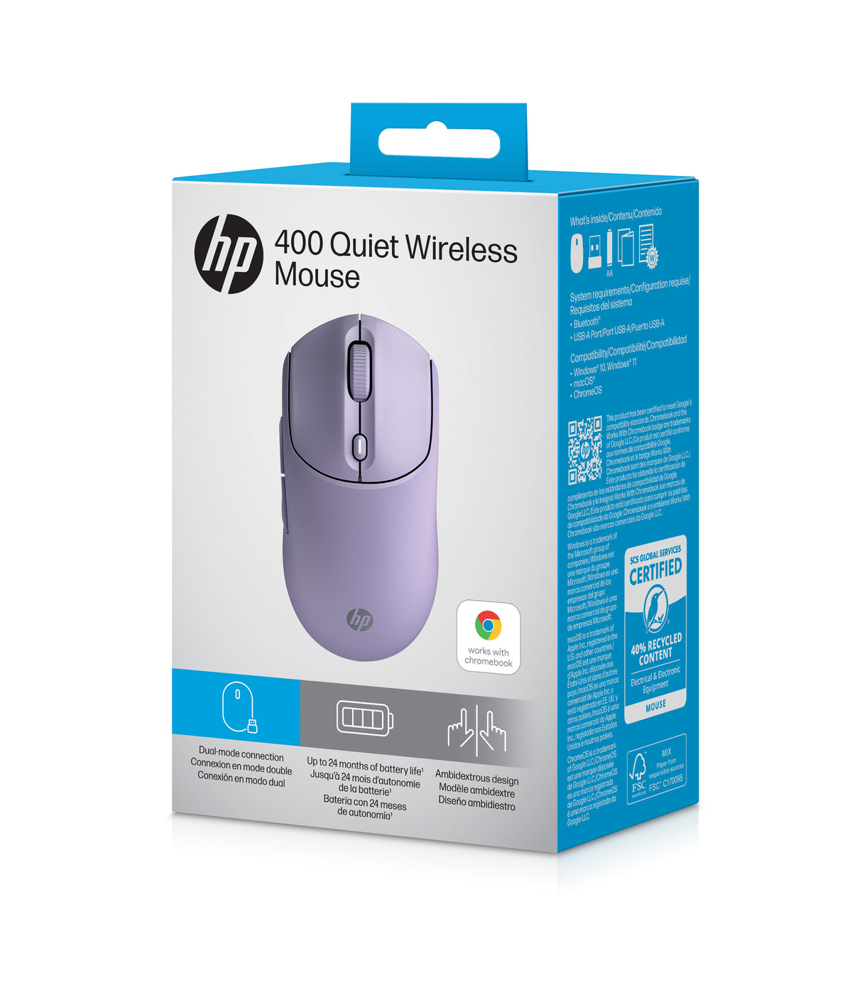 HP 400 Quiet Purple Wireless Mouse
