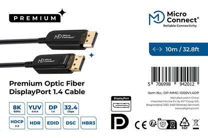 Microconnect DP-MMG-1000V1.4OP DisplayPort cable 10 m Black