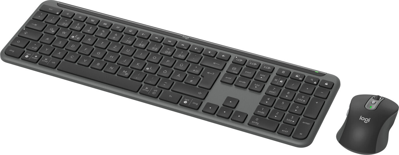 Logitech MK950 Signature Slim keyboard Mouse included Office RF Wireless + Bluetooth QWERTZ German Graphite