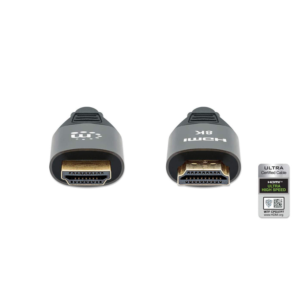 Manhattan HDMI 8K@60Hz Cable with Ethernet, 1m, Certified, Suitable for ALL 8K, 4K & 1080p/HD uses - when upgrading now or have it ready for when you need it, Male to Male, Black, 4K@120Hz, Lifetime Warranty, Ultra High Speed