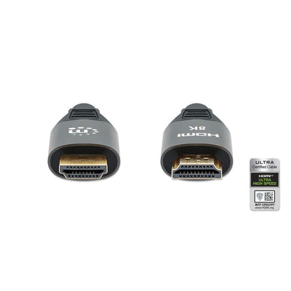 Manhattan HDMI 8K@60Hz Cable with Ethernet, 1m, Certified, Suitable for ALL 8K, 4K & 1080p/HD uses - when upgrading now or have it ready for when you need it, Male to Male, Black, 4K@120Hz, Lifetime Warranty, Ultra High Speed
