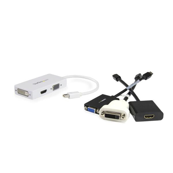 StarTech.com Travel A/V Adapter: 3-in-1 Mini DisplayPort to VGA DVI or HDMI Converter - White