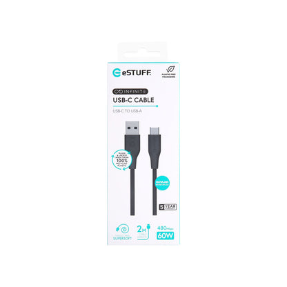 eSTUFF ES605280 USB cable USB 2.0 2 m USB C USB A 60 W Black
