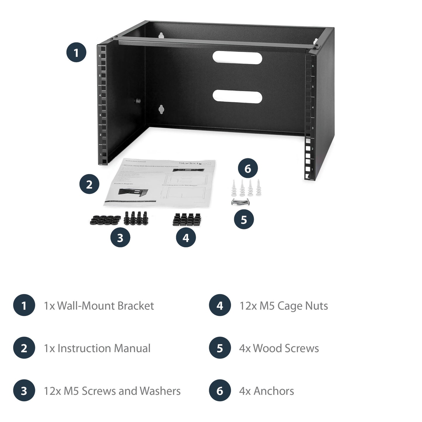 StarTech.com 6U Wall Mount Network Rack - 14 Inch Deep (Low Profile) - 19" Patch Panel Bracket for Shallow Server and IT Equipment, Network Switches - 44lbs/20kg Weight Capacity, Black