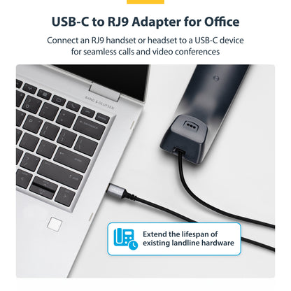 StarTech.com UR9-HEADSET-ADAPTER cable gender changer USB-C RJ-9 Black