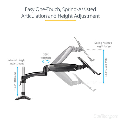 StarTech.com Desk Mount Laptop Arm - Full Motion Articulating Arm for Laptop or Single 34" (17.6lb/8kg) Monitor - VESA Mount Laptop Tray Bracket - Ergonomic Adjustable Notebook Stand - Desk-Clamp