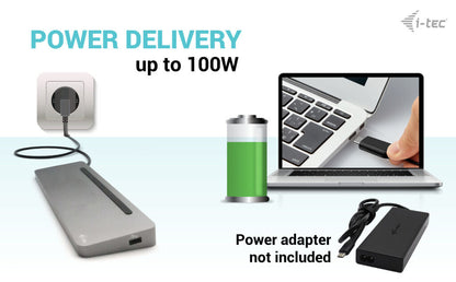 i-tec USB-C Metal Ergonomic 3x 4K Display Docking Station + Power Delivery 100 W