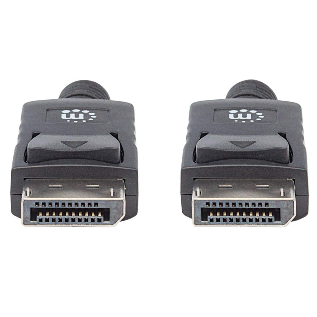 Manhattan DisplayPort 1.2 Cable, 4K@60hz, 2m, Male to Male, With Latches, Fully Shielded, Black, Lifetime Warranty, Equivalent to DISPL2M