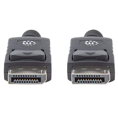 Manhattan DisplayPort 1.2 Cable, 4K@60hz, 2m, Male to Male, With Latches, Fully Shielded, Black, Lifetime Warranty, Equivalent to DISPL2M