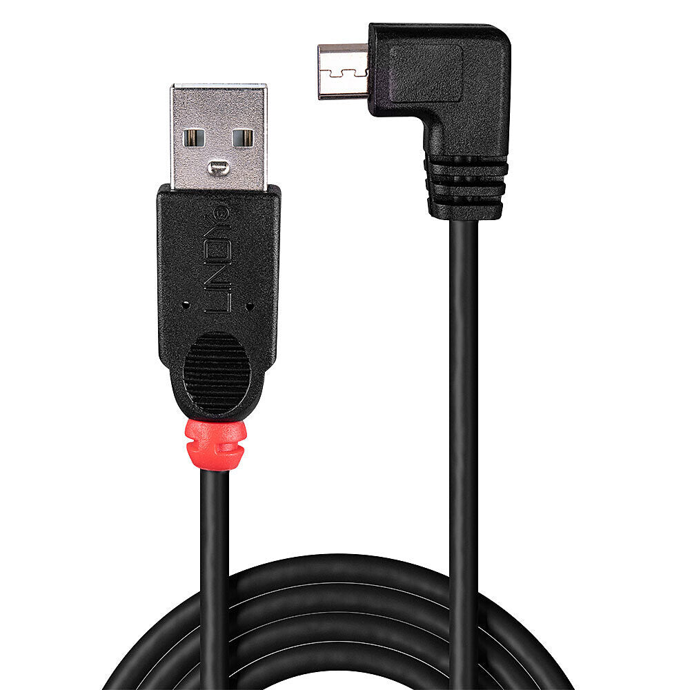 Lindy 1m USB 2.0 Cable - Type A to Micro-B Cable, 90 Degree Right Angle