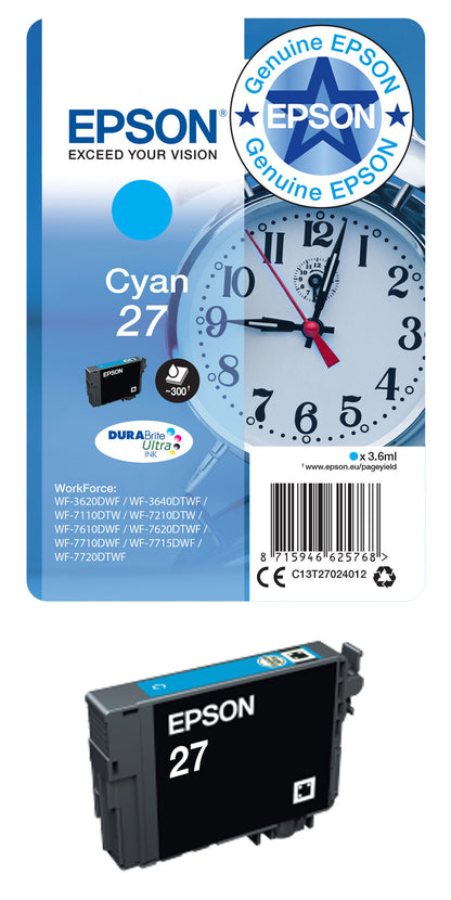 Epson Alarm clock Singlepack Magenta 27XL DURABrite Ultra Ink