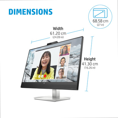 HP E27m G4 QHD USB-C Conferencing Monitor computer monitor 68.6 cm (27") 2560 x 1440 pixels Quad HD LCD Black, Silver