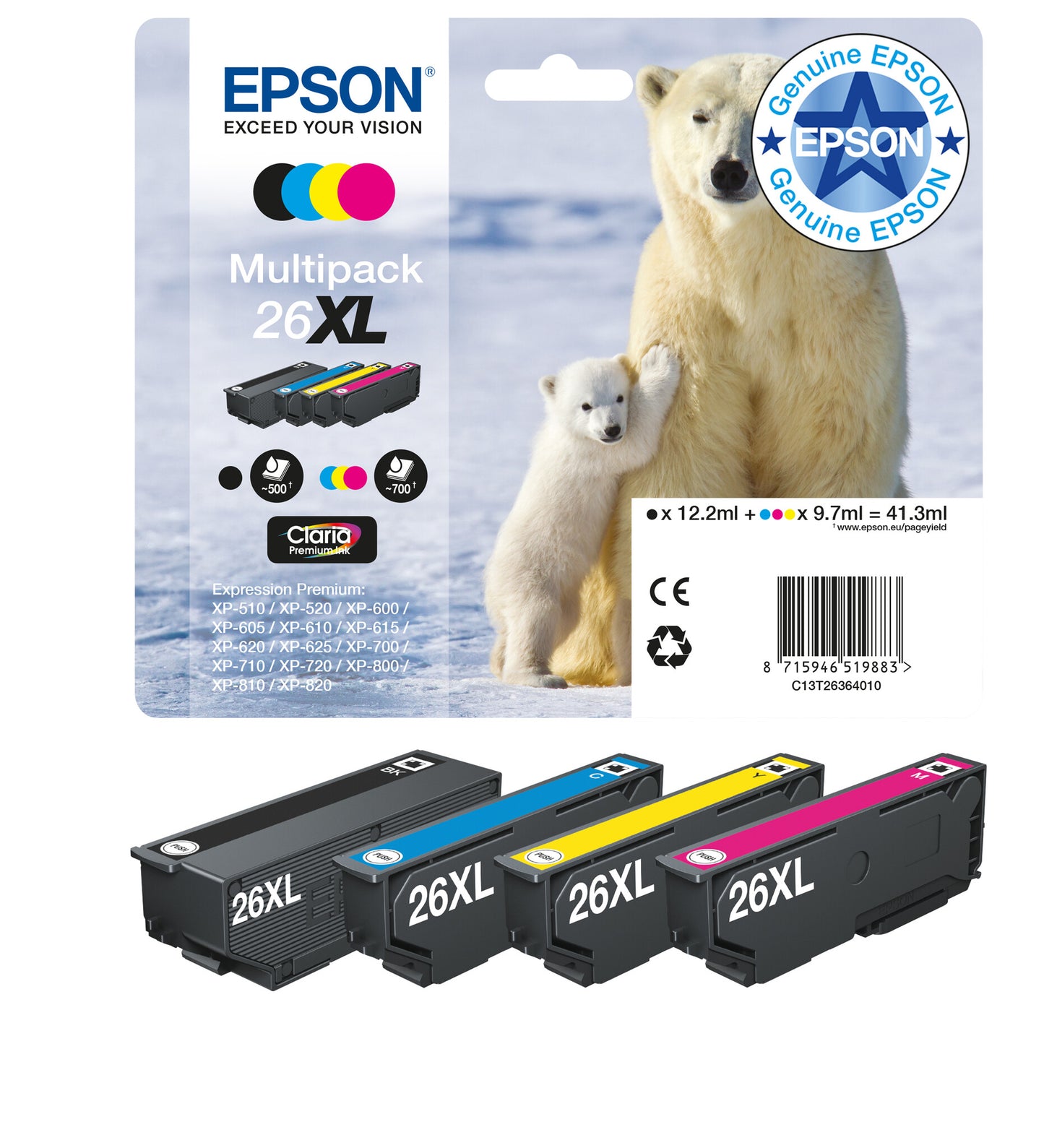 Epson Polar bear 26XL Claria Premium Multipack 4-colours Ink