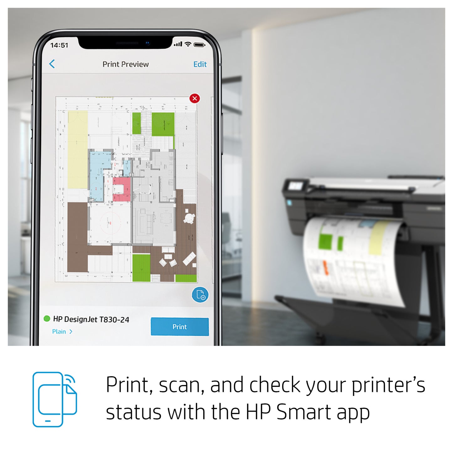 HP Designjet T830 24-in Multifunction Printer
