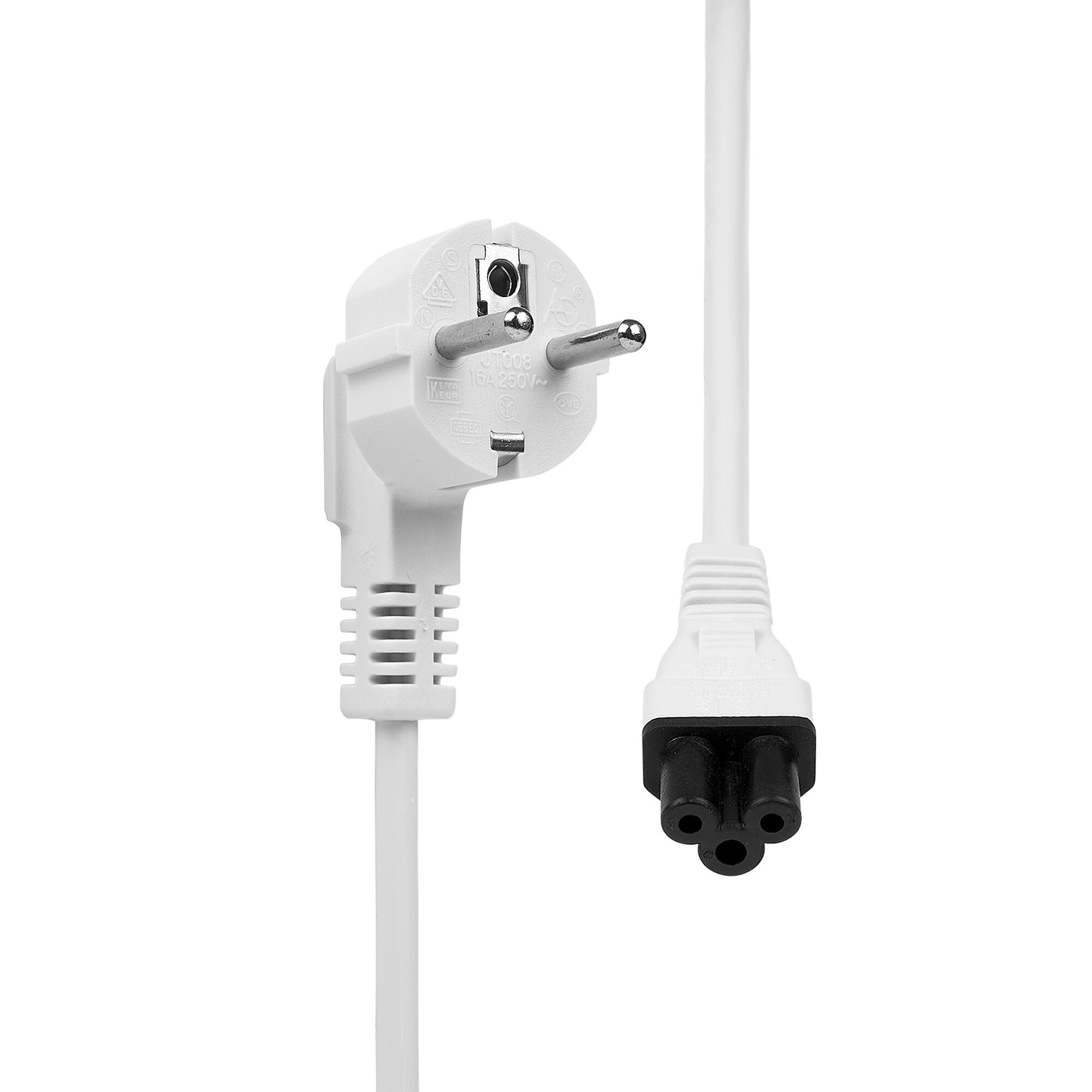 ProXtend Angled Type F (Schuko) to C5 Power Cable, White 1m