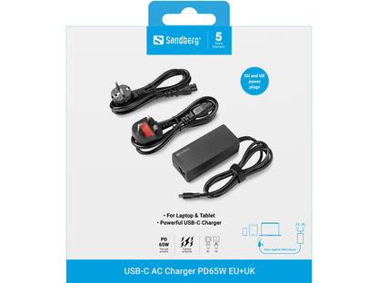 Sandberg USB-C AC Charger PD65W EU+UK