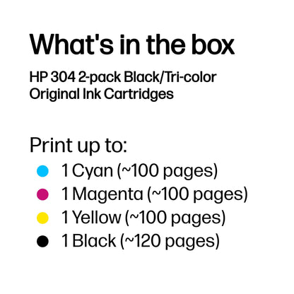HP 304 2-pack Black/Tri-color Original Ink Cartridges