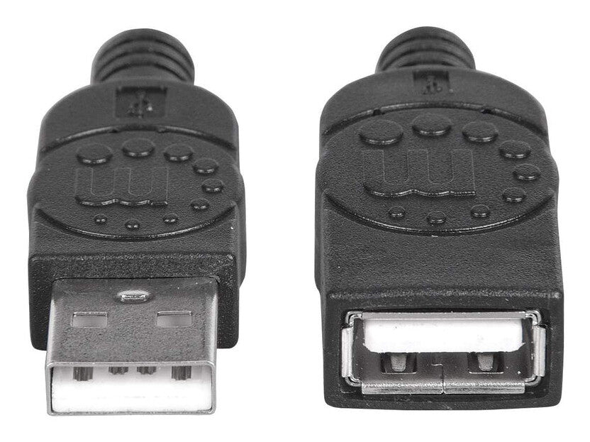 Manhattan USB-A to USB-A Extension Cable, 1.8m, Male to Female, 480 Mbps (USB 2.0), Hi-Speed USB, Black, Lifetime Warranty, Equivalent to USBEXTAA6BK
