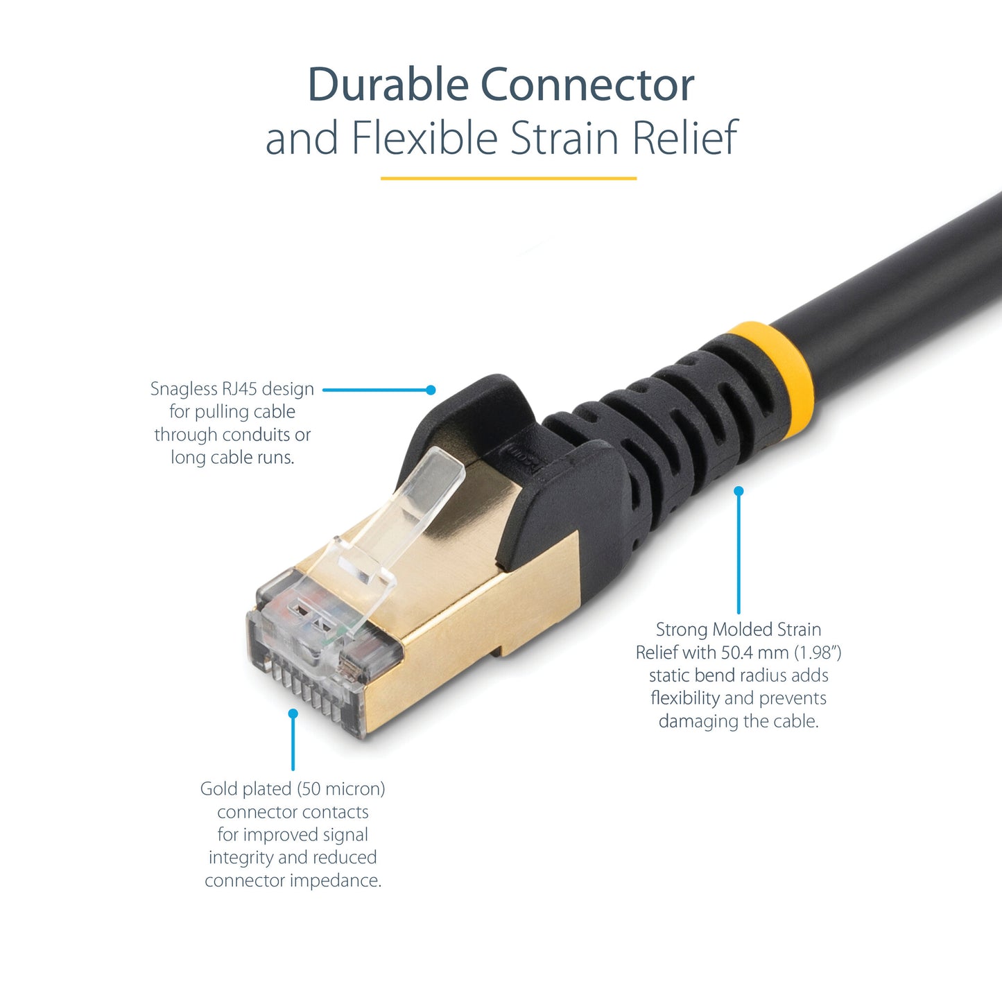 StarTech.com 7,5m CAT6a Ethernet Cable - 10 Gigabit Shielded Snagless RJ45 100W PoE Patch Cord - 10GbE STP Network Cable w/Strain Relief - Black Individually Tested/Wiring is UL Certified/TIA