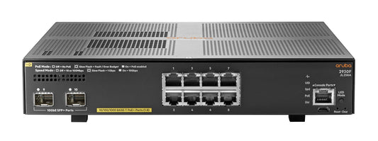 HPE Aruba Networking Aruba 2930F 8G PoE+ 2SFP+ Managed L3 Gigabit Ethernet (10/100/1000) Power over Ethernet (PoE) 1U Grey
