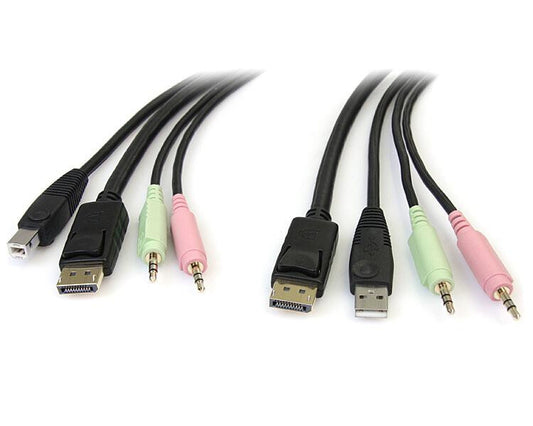 StarTech.com 6ft 4-in-1 USB DisplayPort KVM Switch Cable w/Audio & Microphone