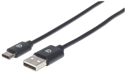 Manhattan USB-C to USB-A Cable, 3m, USB 2.0, 480 Mbps, Hi-Speed USB, Black, Lifetime Warranty