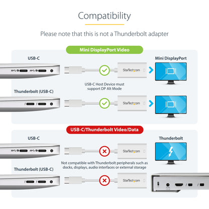 StarTech.com USB-C to Mini DisplayPort Adapter - 4K 60Hz - White - USB 3.1 Type-C to Mini DP Adapter - Upgraded Version is CDP2MDPEC