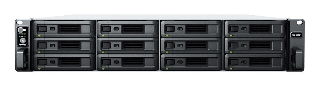 Synology RackStation RS2423+ NAS/storage server Rack (2U) Ryzen Embedded V1780B 8 GB DDR4 0 TB DiskStation Manager Black, Grey