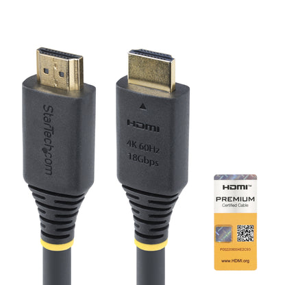 StarTech.com 15m (49.2ft) Active High Speed HDMI Cable, 4K 60Hz/1440p 144Hz, HDR10/HDCP 2.2/ARC, 18Gbps, UHD HDMI 2.0 Cord for TV/Monitor/Display, TPE Jacket