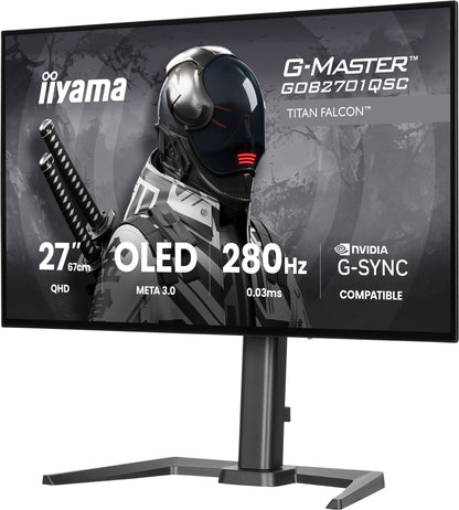 iiyama G-MASTER GOB2701QSC-B1 computer monitor 68.6 cm (27") 2560 x 1440 pixels 2K Ultra HD OLED Black