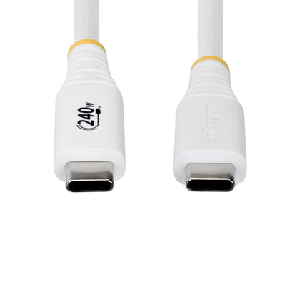 StarTech.com 1m (3ft) USB-C Charging Cable, Durable and Ultra-Flexible, 240W (5A) PD EPR, USB 2.0 Laptop Charger Cable, USB-IF Certified, Rugged USB-C Charging Cord - White