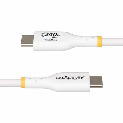 StarTech.com 3.3ft (1m) USB-C Charging Cable, Charge & Sync, 240W (5A) PD EPR, USB 2.0 Laptop Charger Cable, USB-IF Certified, TPE Jacket - White USB C Charging Cord