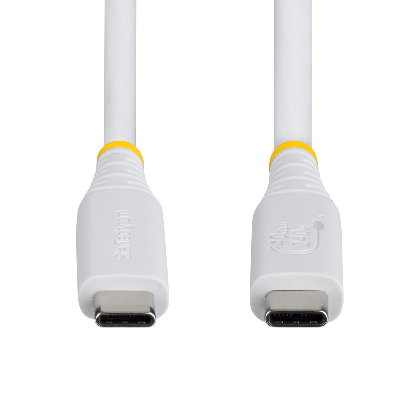 StarTech.com 50cm (1.6ft) USB4 Cable, 40Gbps, USB-IF Certified USB-C Cable, 240W PD, 8K 60Hz/4K 240Hz DP2.1 DP40, TPE Jacket, Thunderbolt 4 Compatible - White USB-C Cord