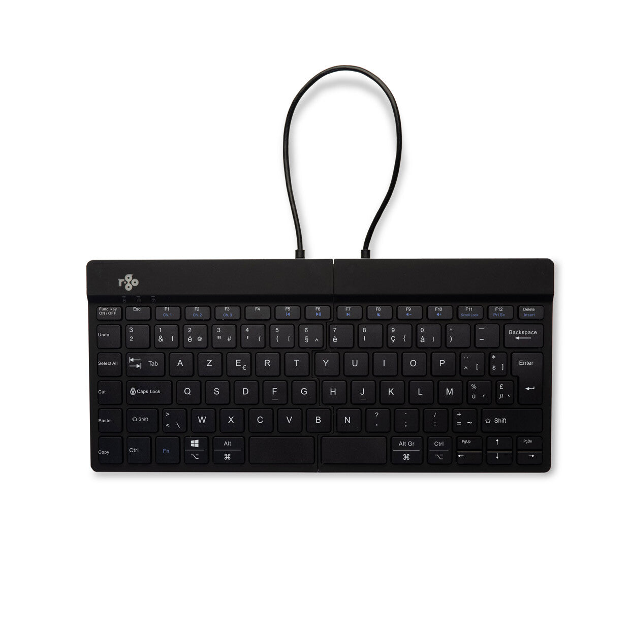 R-Go Tools Ergonomic keyboard R-Go Split Break with break software, ergonomic split keyboard, AZERTY (BE), Bluetooth, black