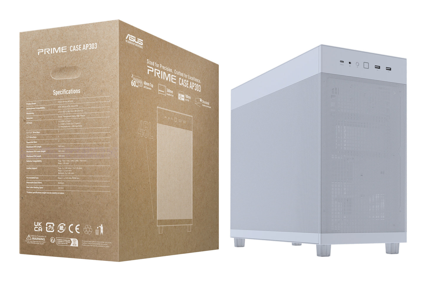 ASUS PRIME AP303 Mesh Midi Tower White