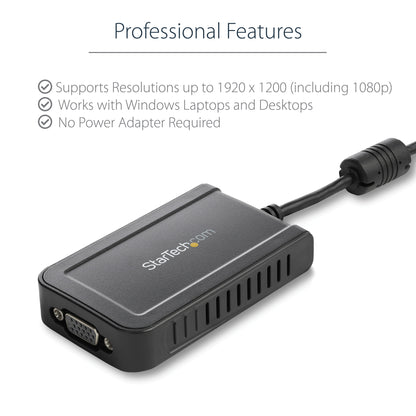 StarTech.com USB 2.0 to VGA Adapter, USB to VGA Monitor Converter for Windows, 1080p (no support for macOS/ChromeOS/Linux) - TAA