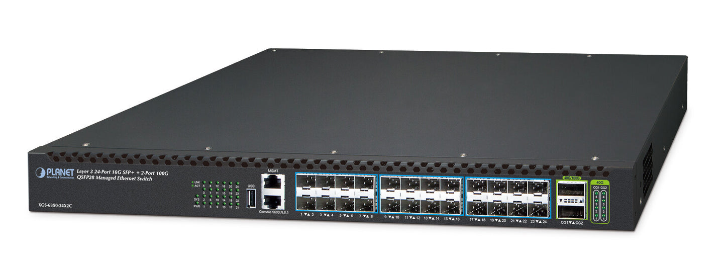 PLANET XGS-6350-24X2C network switch Managed L3 Gigabit Ethernet (10/100/1000) 1U Black
