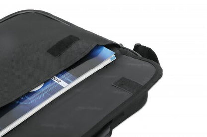 Manhattan Cambridge Laptop Bag 14.1", Clamshell Design, Black, LOW COST, Accessories Pocket, Document Compartment on Back, Shoulder Strap (removable), Notebook Case, Three Year Warranty