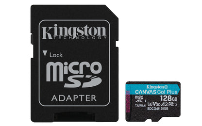 Kingston Technology 128GB microSDXC Canvas Go Plus Gen4 200MB/s A2 U3 V30 Card + Adapter