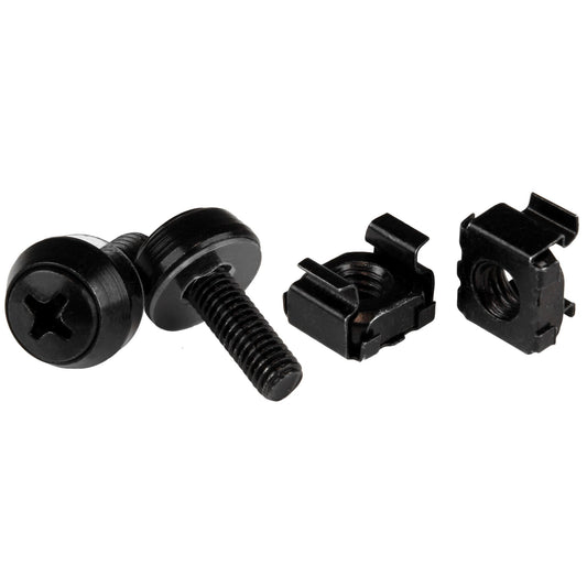 StarTech.com 50-Pack 10-32 12mm Screws, Washers and Square Hole Cage Nuts with Installation Tool, Hardware Mounting Kit for 19" or 10" Server Racks, Cabinets and Enclosures, Black - TAA