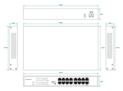 Lanview LVN-1U-16PORT-1G network switch Unmanaged Gigabit Ethernet (10/100/1000)