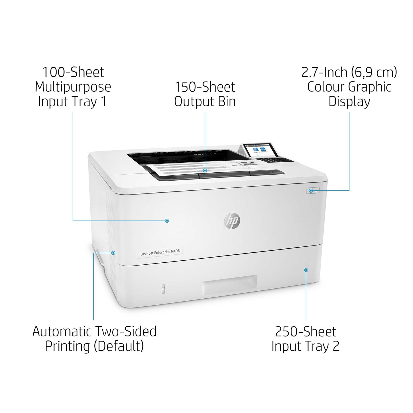 HP LaserJet Enterprise M406dn Black and white Printer, Ethernet Only; Duplex