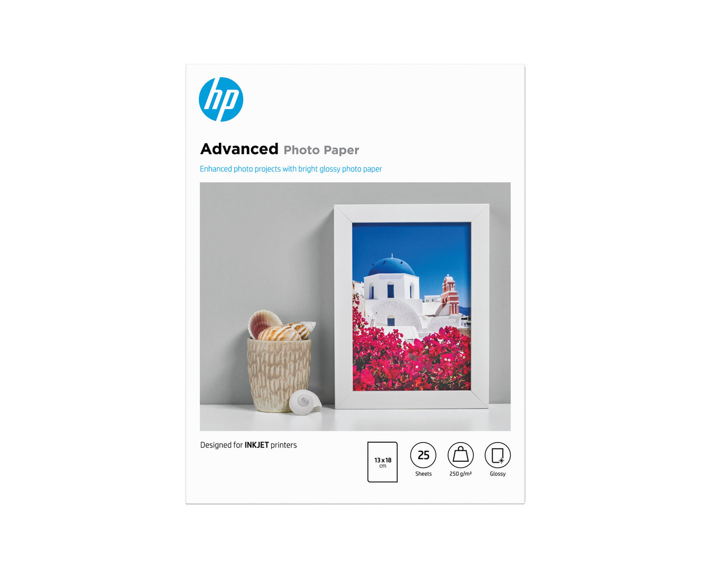 HP Advanced Photo Paper, Glossy, 250 g/m2, 13 x 18 cm (127 x 178 mm), 25 sheets