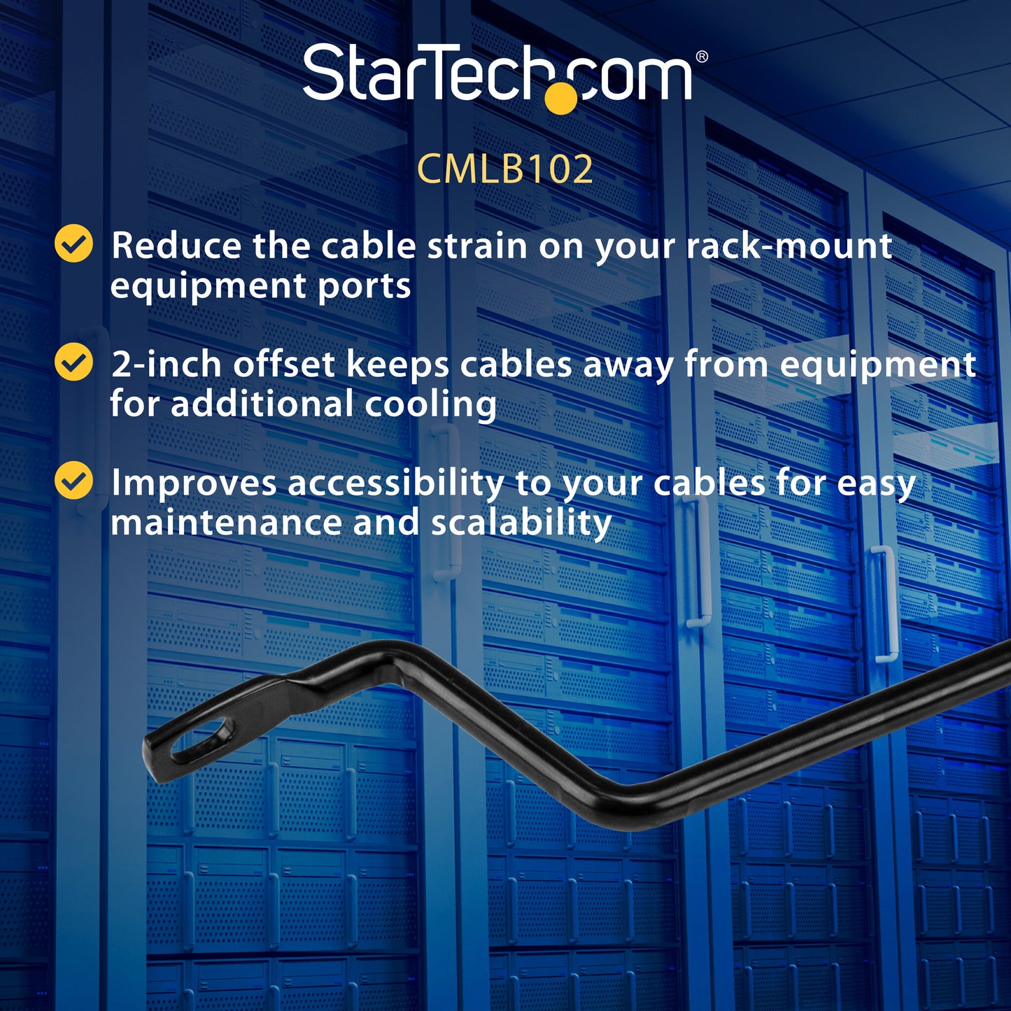 StarTech.com Horizontal Cable Lacing Bars with 2 in. Offset for Racks - 10 Pack