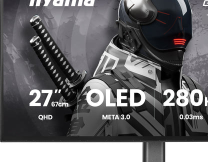 iiyama G-MASTER GOB2701QSC-B1 computer monitor 68.6 cm (27") 2560 x 1440 pixels 2K Ultra HD OLED Black