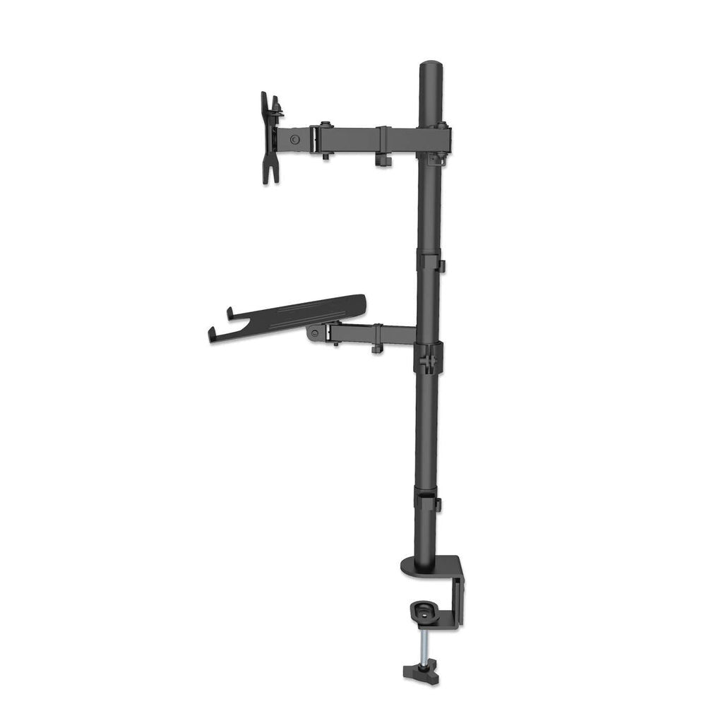 Manhattan Desk Mount for Monitors & Laptop Combo (Full Motion), For screens: 10-27", Laptop up to 17", Clamp Assembly, VESA compatibility: 75x75 and 100x100mm - check the dimensions of the four mounting holes on back of screen to ensure it fits, Max 8kg,