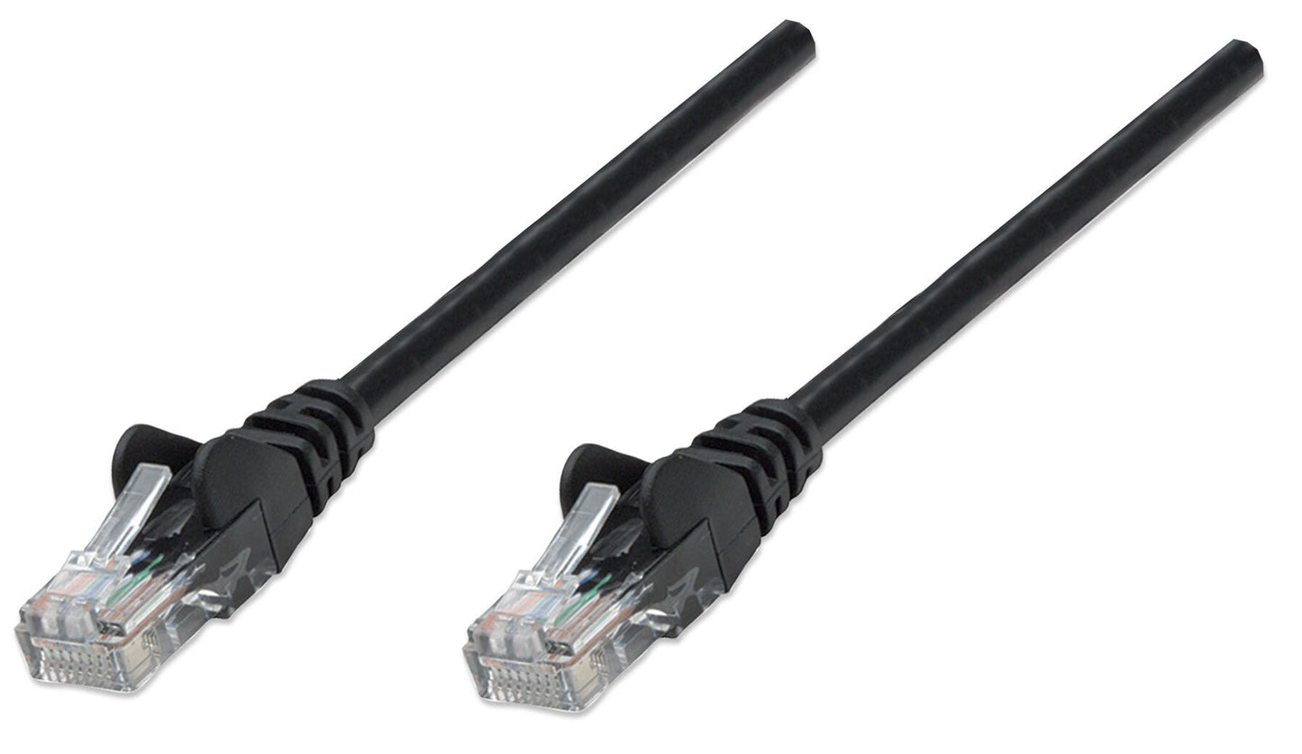 Intellinet Network Patch Cable, Cat5e, 0.25m, Black, CCA, U/UTP, PVC, RJ45, Gold Plated Contacts, Snagless, Booted, Lifetime Warranty
