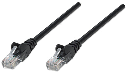Intellinet Network Patch Cable, Cat5e, 0.25m, Black, CCA, U/UTP, PVC, RJ45, Gold Plated Contacts, Snagless, Booted, Lifetime Warranty